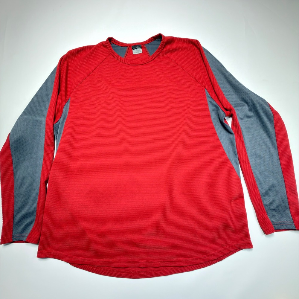 Nike Sphere Dry Long Sleeve Performance Shirt Men's Large Red Gray Training Top